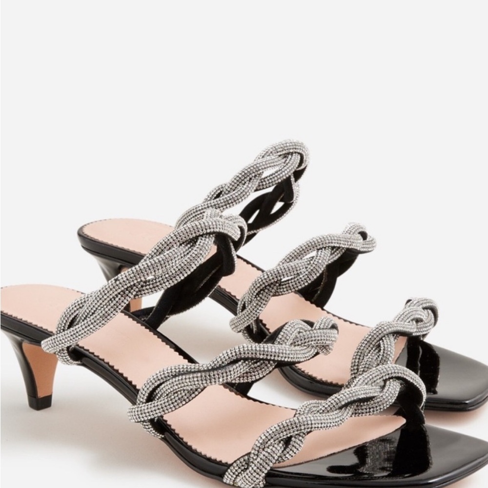 J. Crew Black and Silver Strappy Heels
